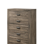 Millie Brown Finish Transitional Modern Wood Grain Panel Bedroom Set