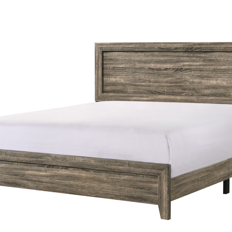 Millie Brown Finish Transitional Modern Wood Grain Panel Bedroom Set