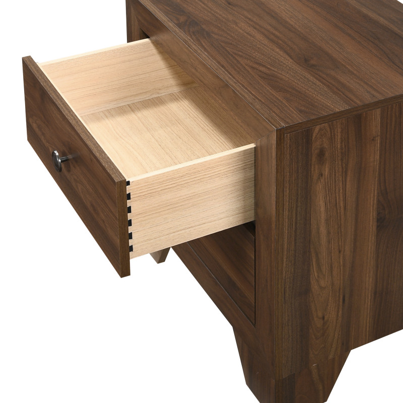 Millie Cherry Brown Finish Transitional Modern Wood Grain Panel Bedroom Set