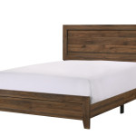 Millie Cherry Brown Finish Transitional Modern Wood Grain Panel Bedroom Set