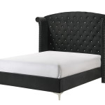 Lucinda Black Velvet Wingback Sleek And Modern Upholstered Tufted Panel Bedroom Set