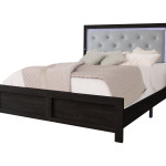 Jaylen Black Finish Modern Faux Leather Upholstered Tufted LED Panel Bedroom Set