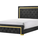 Pepe Black Sleek And Modern Contemporary Fabric Upholstered Tufted Panel Bedroom Set