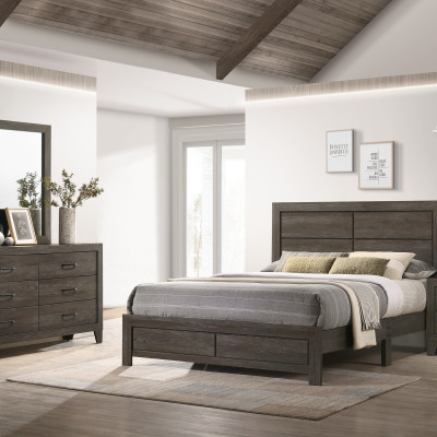 Hopkins Driftwood Rustic And Modern Wood Platform Bedroom Set