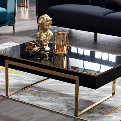 High Gloss Black Carlino GOLD Coffee Table