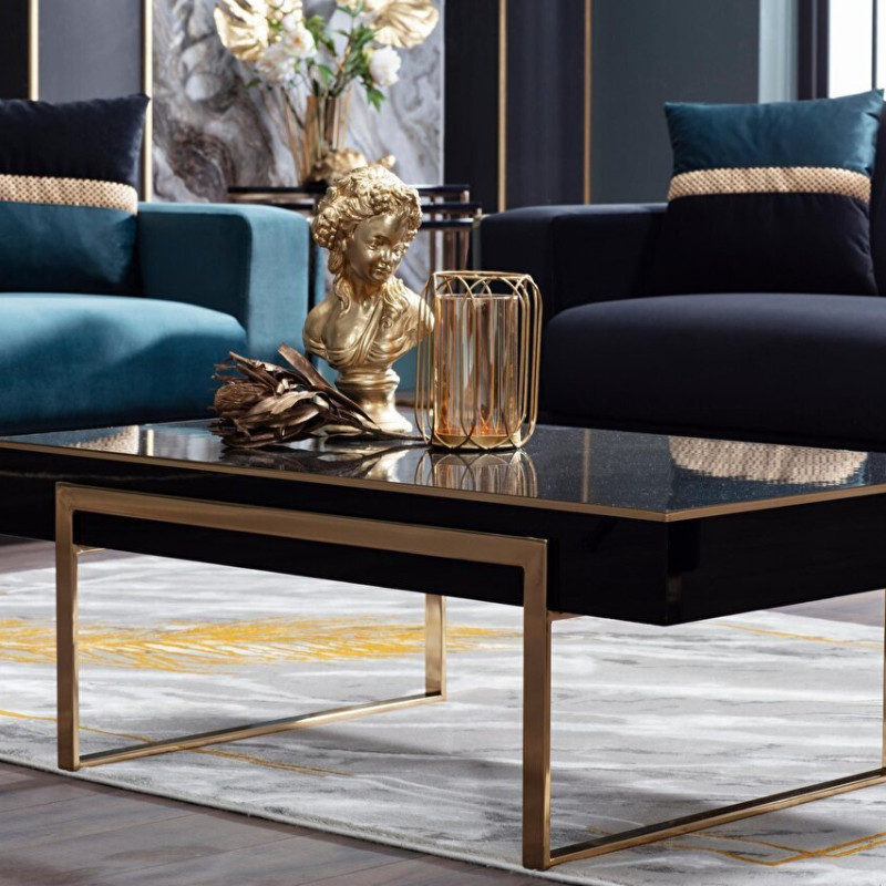 High Gloss Black Carlino GOLD Coffee Table