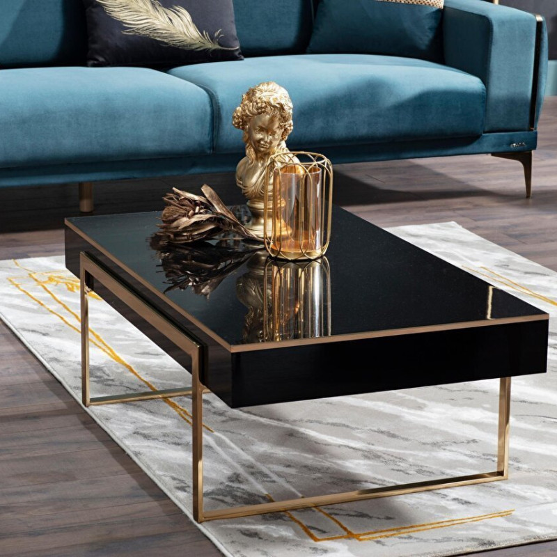 High Gloss Black Carlino GOLD Coffee Table