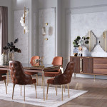 Walnut/Marble Montego Dining Room Set